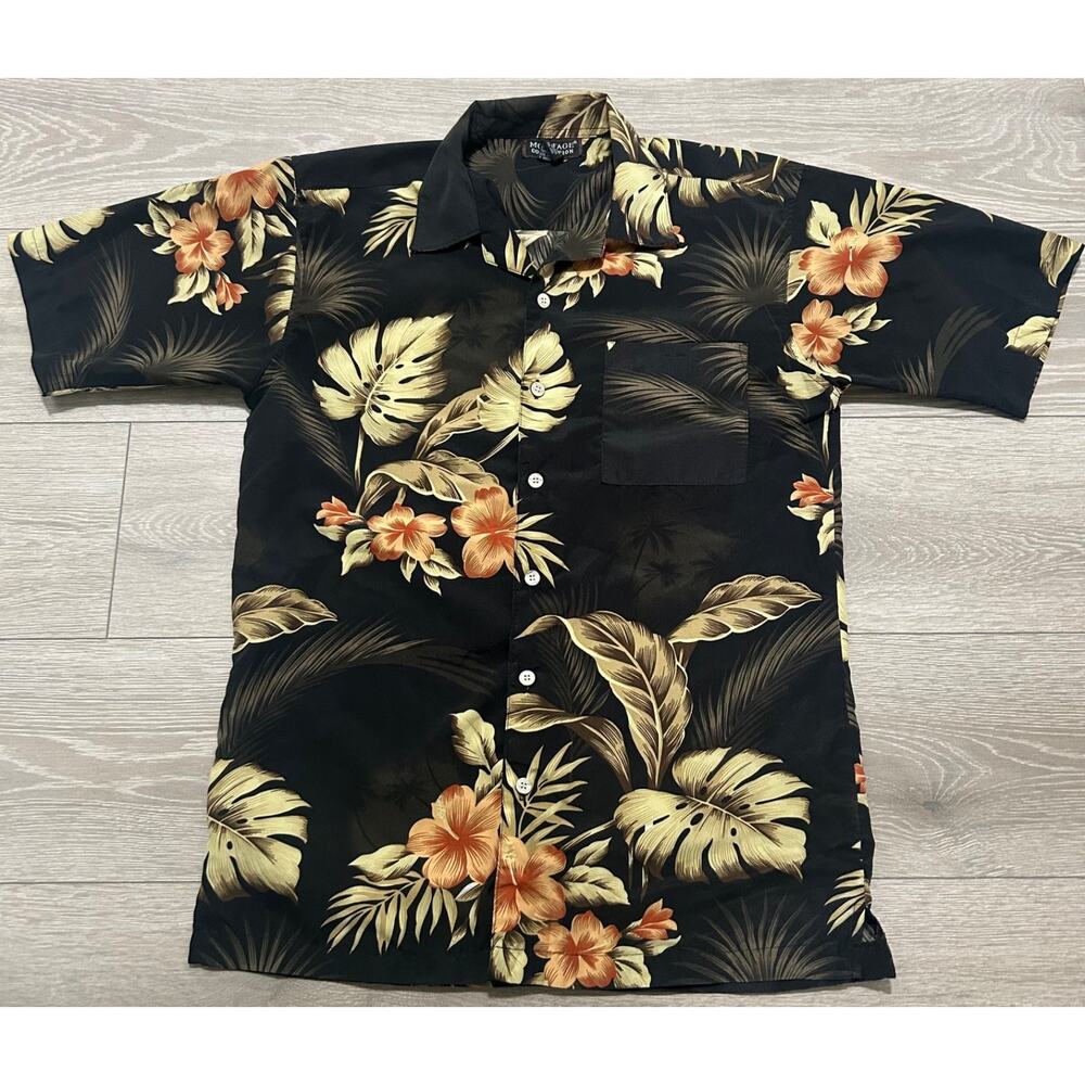 Montage Collection Men's Aloha Floral Pattern Short Sleeve Shirt Size Small
